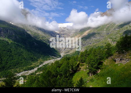 Blick von der Alp Grum Bahnhof Stockfoto