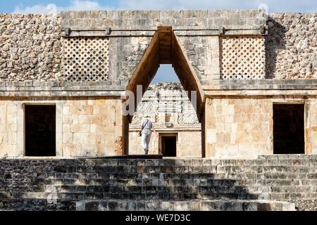 Mexiko, Yucatan, Uxmal, als Weltkulturerbe von der UNESCO, dem Nonnenkloster Viereck Stockfoto