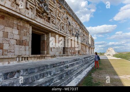 Mexiko, Yucatan, Uxmal, als Weltkulturerbe von der UNESCO, der Palast des Gouverneurs und der Pyramide der Wahrsager Stockfoto