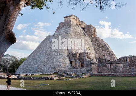 Mexiko, Yucatan, Uxmal, als Weltkulturerbe von der UNESCO, Pyramide von der Wahrsager Stockfoto