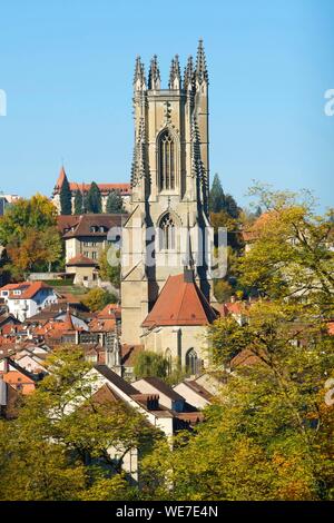 Schweiz, Kanton Freiburg, Fribourg, San Nicolas Kathedrale Stockfoto