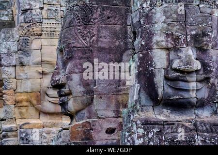 Kambodscha, Angkor auf der Liste des Weltkulturerbes der UNESCO, Bayon Tempel, der im 12. und 13. Jahrhunderts von König Jayavarman VII. Stockfoto