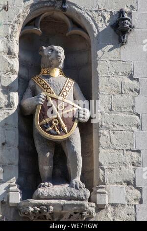 Belgien, Westflandern, Brügge, historischen Zentrum als Weltkulturerbe von der UNESCO, Brügge tragen in einer Nische in der bürgerlichen Lodge ausruhen Stockfoto