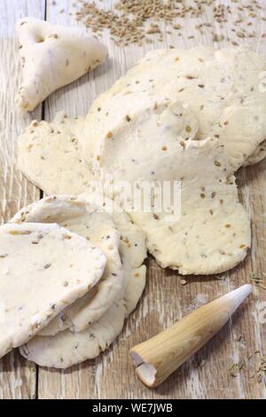 Frankreich, Tarn, Carmaux, keksfabrik Deymier (1921 gegründet), der Herstellung von Keksen gebrüht (duftenden Teig mit Anis und in Wasser gekocht und dann im Ofen) Stockfoto