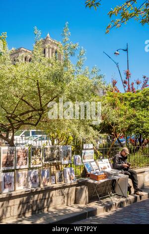 Frankreich, Paris, Bezirk Saint Michel, Rue de la Bucherie und Notre Dame de Paris. Stockfoto