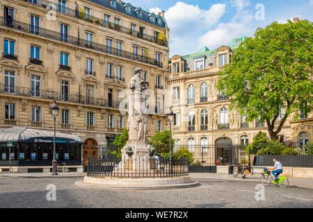 Frankreich, Paris, Nouvelle Athenes district, Place Saint Georges, die Büste der Karikaturist Paul Gavarni Stockfoto