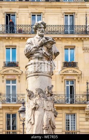 Frankreich, Paris, Nouvelle Athenes district, Place Saint Georges, die Büste der Karikaturist Paul Gavarni Stockfoto