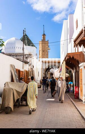 Marokko, Rabat, als Weltkulturerbe von der UNESCO, Medina, Altstadt aufgeführt, Ansicht des Moulay Mekki Moschee Stockfoto