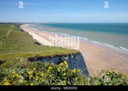 Frankreich, Pas de Calais, Côte Opale, Parc Naturel regional des Caps et Marais Opale, Cap Blanc Nez, Kalksteinfelsen Stockfoto