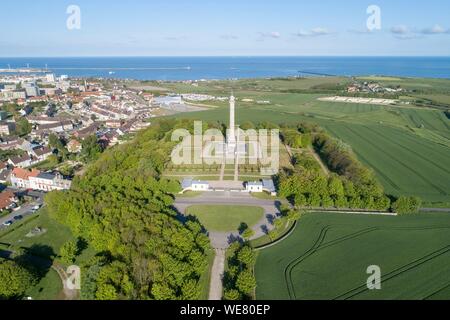 Frankreich, Pas de Calais, Le Portel, Spalte der Grand Armee, errichtet im Jahre 1804 im Auftrag von Napoleon I., als historisches Denkmal (Luftbild) Stockfoto