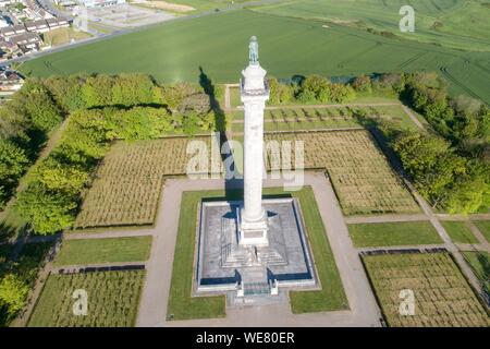 Frankreich, Pas de Calais, Le Portel, Spalte der Grand Armee, errichtet im Jahre 1804 im Auftrag von Napoleon I., als historisches Denkmal (Luftbild) Stockfoto