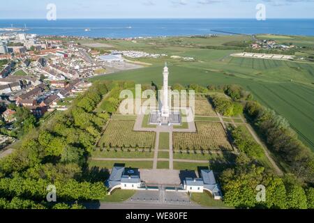 Frankreich, Pas de Calais, Le Portel, Spalte der Grand Armee, errichtet im Jahre 1804 im Auftrag von Napoleon I., als historisches Denkmal (Luftbild) Stockfoto