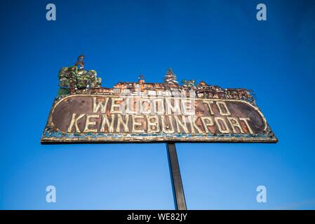 Usa, Maine, Kennebunkport, Dorf Willkommen Anmelden Stockfoto