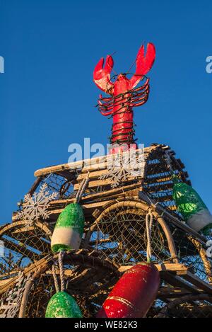 Usa, Maine, York Beach, Lobster trap Weihnachtsbaum Stockfoto