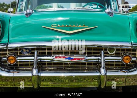 United States, New England, Massachusetts, Cape Ann, Gloucester, Antique Car 1957 Chevrolet Bel Air Stockfoto