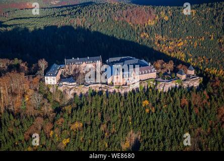 Frankreich, Bas Rhin, Mont Sainte Odile, Sainte Odile Convent (Luftbild) Stockfoto