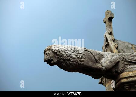 Frankreich, Morbihan, Josselin, Notre Dame du Roncier Basilika Notre Dame du Roncier, Wasserspeier Stockfoto