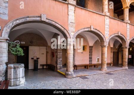 Frankreich, Rhone, Lyon, Altstadt als UNESCO-Weltkulturerbe, das alte Lyon, Saint-Jean Bezirk aufgelistet, die Renaissance Stil Maison des Avocats in der Miniatur- und Kino Museum (MIM) umgewandelt Stockfoto