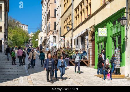 Frankreich, Rhone, Lyon, Altstadt als UNESCO-Weltkulturerbe, Les Pentes de la Croix Rousse, Montée De La Grande Côte aufgeführt Stockfoto