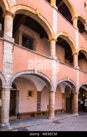 Frankreich, Rhone, Lyon, Altstadt als UNESCO-Weltkulturerbe, das alte Lyon, Saint-Jean Bezirk aufgelistet, die Renaissance Stil Maison des Avocats in der Miniatur- und Kino Museum (MIM) umgewandelt Stockfoto