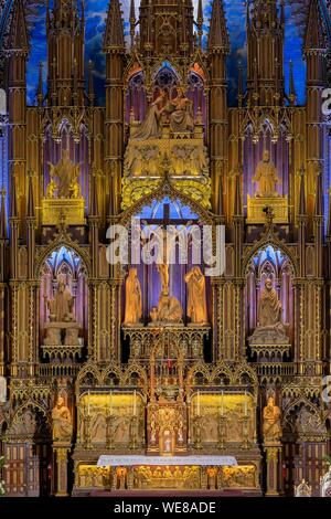 Kanada, in der Provinz Quebec, Montreal, Kathedrale Notre-Dame Basilika, bunte Chor Stockfoto