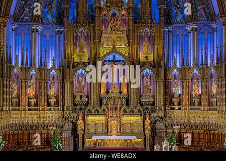 Kanada, in der Provinz Quebec, Montreal, Kathedrale Notre-Dame Basilika, bunte Chor Stockfoto