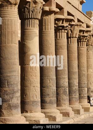 Ägypten, Ägypten, Nubien, Nil Tal, Assuan, Insel Agilka, die Philae Tempel Weltkulturerbe der UNESCO, der Tempel der Isis Stockfoto