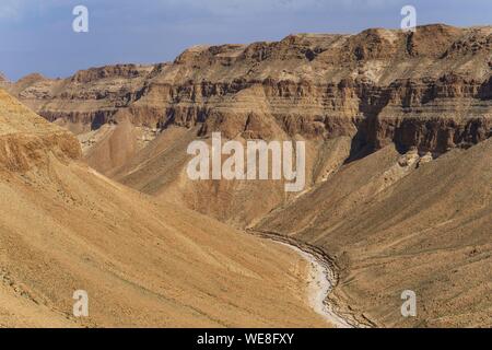 Israel, Judäa und Samaria region, Judäische Wüste, Kfar Hanokdim, Bereich von Massada Nationalpark in Ein Gedi Naturreservat Stockfoto