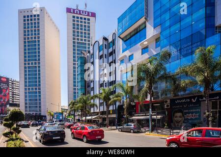 Marokko, Casablanca, Maarif Viertel und das Twin Center Stockfoto