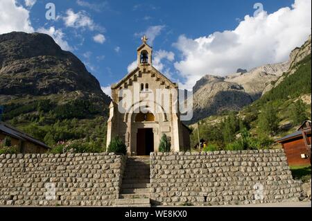 Frankreich, Isère, massiv von Oisans, Nationalpark Ecrins, in der Ortschaft Berarde, die Kapelle Stockfoto