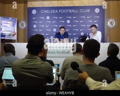 Cobham, Großbritannien. 30 Aug, 2019. Cobham, Surrey, UK.,. Frank Lampard Chelsea Football Club Manager die Medien über Chelsea Premier League Spiel gegen Sheffield United FC an der Stamford Bridge am Samstag. 31 st. August, 2019 Credit: Motofoto/Alamy leben Nachrichten Stockfoto