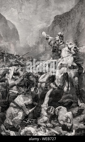 Roland, ein fränkischer Heerführer unter Karl dem Großen in der Schlacht von roncevaux Pass, 778 Stockfoto