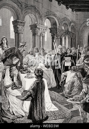 Karl der Kahle, Karl II., 823-877 und Ludwig der Deutsche, Louis II, Ludovicus II., 806 - 876, Vertrag von Verdun, 843 Stockfoto