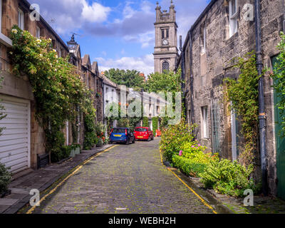 Zirkus Lane in der neuen Stadt am 29. Juli 2017 in Edinburgh, Schottland. Zirkus Lane ist Edinburgh Straße beliebt bei Fotografen. Stockfoto