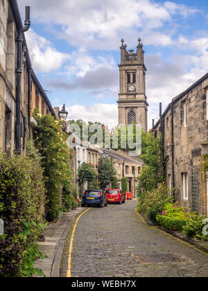 Zirkus Lane in der neuen Stadt am 29. Juli 2017 in Edinburgh, Schottland. Zirkus Lane ist Edinburgh Straße beliebt bei Fotografen. Stockfoto