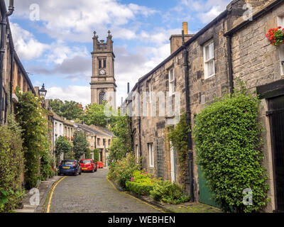 Zirkus Lane in der neuen Stadt am 29. Juli 2017 in Edinburgh, Schottland. Zirkus Lane ist Edinburgh Straße beliebt bei Fotografen. Stockfoto