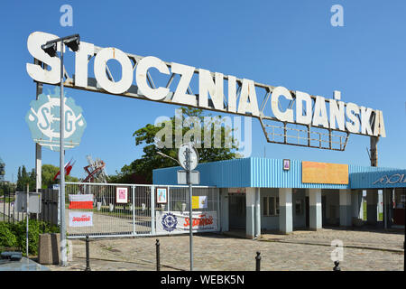 Haupteingang der Werft Stocznia Gdanska in Danzig - Polen. Stockfoto