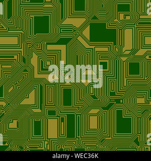 Zusammenfassung nahtlose Vektor Muster. Mikrochips. Isoliert. Licht und Dunkel Blau. Blaupause. Stockfoto