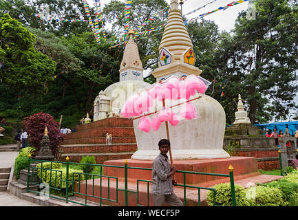 Swayambhunath, Nepal, 9,2007; alten religiösen Komplex auf einem Hügel Stockfoto