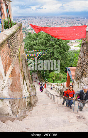 Swayambhunath, Nepal, 9,2007; alten religiösen Komplex auf einem Hügel Stockfoto