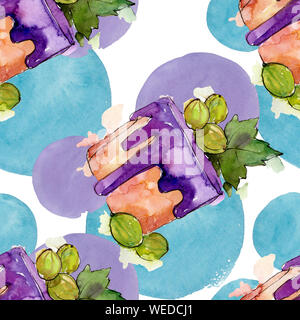 Lecker Eis süße Nachspeise. Aquarell Hintergrund Abbildung. Nahtlose Muster. Stockfoto