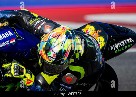 Misano Adriatico, Italien, 30 Aug 2019, 46 VALENTINO ROSSI YAMAHA FACTORY RACING während der offiziellen MotoGP-Test in Misano Adriatico (RN) 2019 - MotoGP - Kreditkarten: LPS/Alessio Marini/Alamy leben Nachrichten Stockfoto