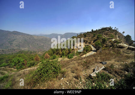 Tulla Kote ist ein abgelegenes Dorf in der Region Tallas des, berühmt durch Jim Corbett in seinem Buch The Temple Tiger, Uttarakhand, Indien Stockfoto