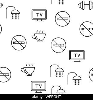 Hostel, Touristen Unterkunft Vector Linear Symbole gesetzt Stock Vektor