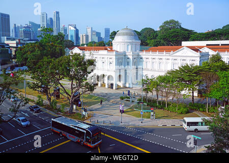 Singapur-23 Aug 2019 - Blick auf das Nationalmuseum von Singapur, eine Sehenswürdigkeit Museum präsentiert Ausstellungen, die die Geschichte von Singapur. Stockfoto