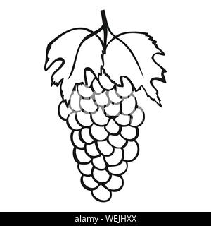Schwarze und weiße Traube mit Blatt Vektor icon Stock Vektor