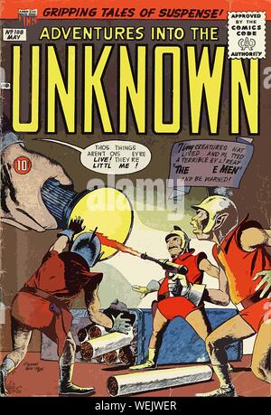 Vintage comic Cover Artwork Stockfoto