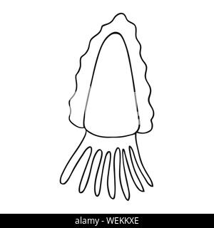 Schwarz und Weiß isoliert squid Symbol auf weißem Hintergrund Stock Vektor