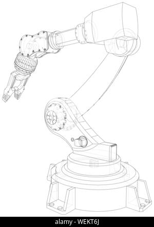 Industrial robot Manipulator. EPS 10-Format. Wire-Frame Vector erstellt von 3d. EPS 10-Format. Stock Vektor