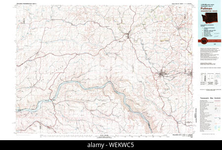 USGS Topo Karte Staat Washington WA Pullman 243319 1982 100000 Restaurierung Stockfoto